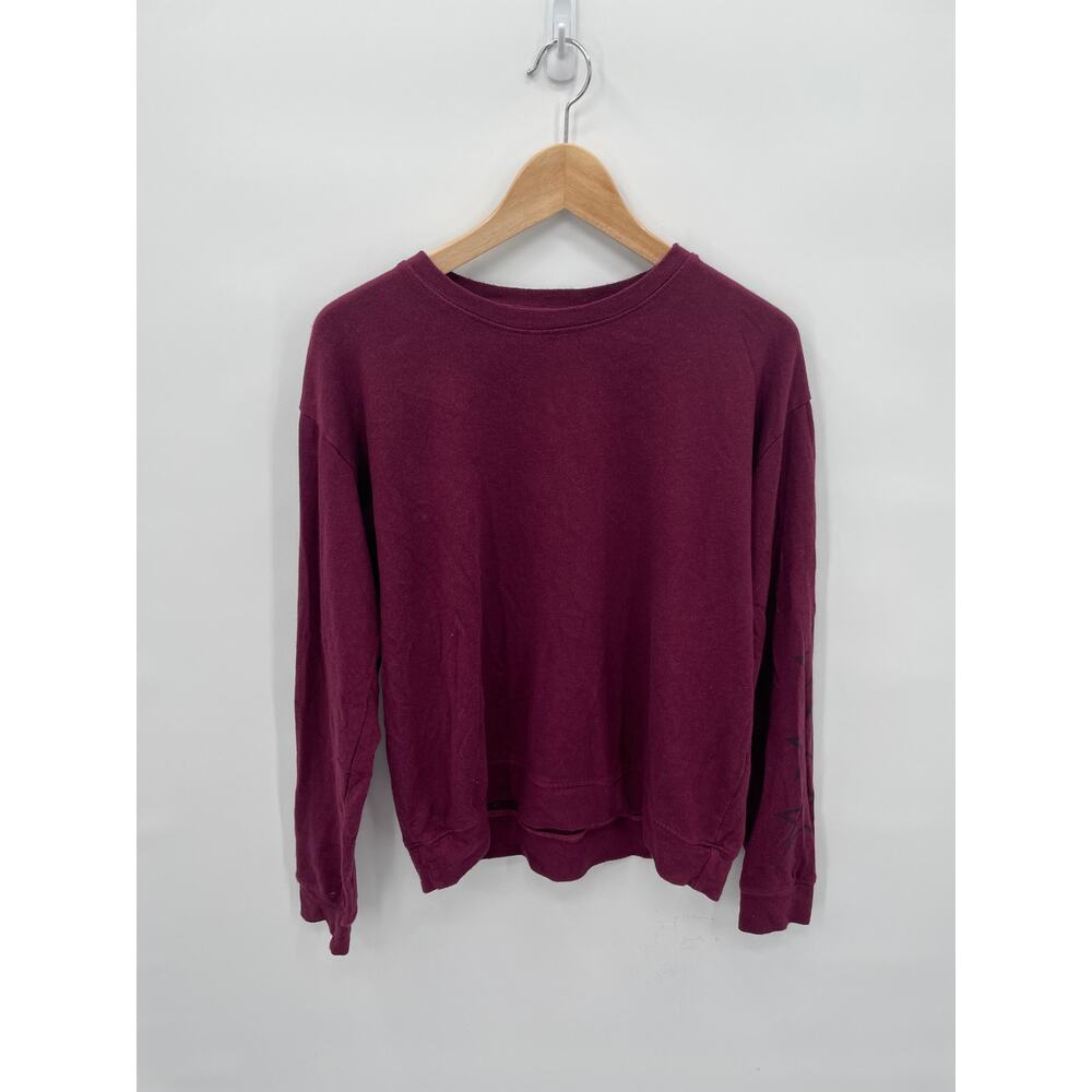 SUNDRY Evereve Varsity Star Pullover Crewneck Sweatshirt in Burgundy // M - Picture 4 of 9